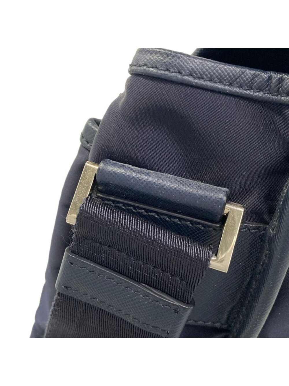 Prada Shoulder Bag Dark Navy Logo Leather - Picture 11 of 15